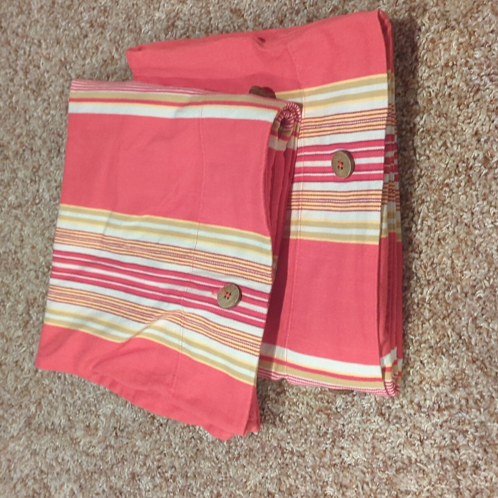 Pottery Barn Vintage Stripe Two Pillow Shams Three Buttons Spring